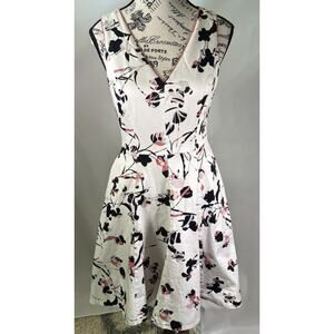 White House Black Market Cotton Floral Print‎ Fit and Flare Dress Size 0